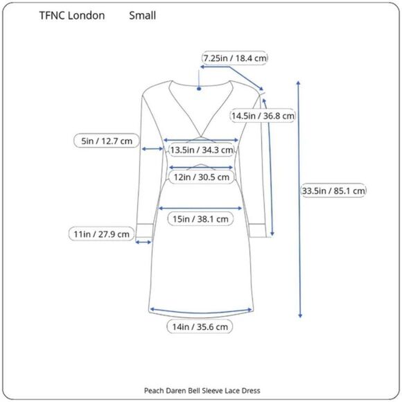 TFNC London Darren Bell Sleeve Lace Peach Bodycon Mini Dress Small - Picture 17 of 17